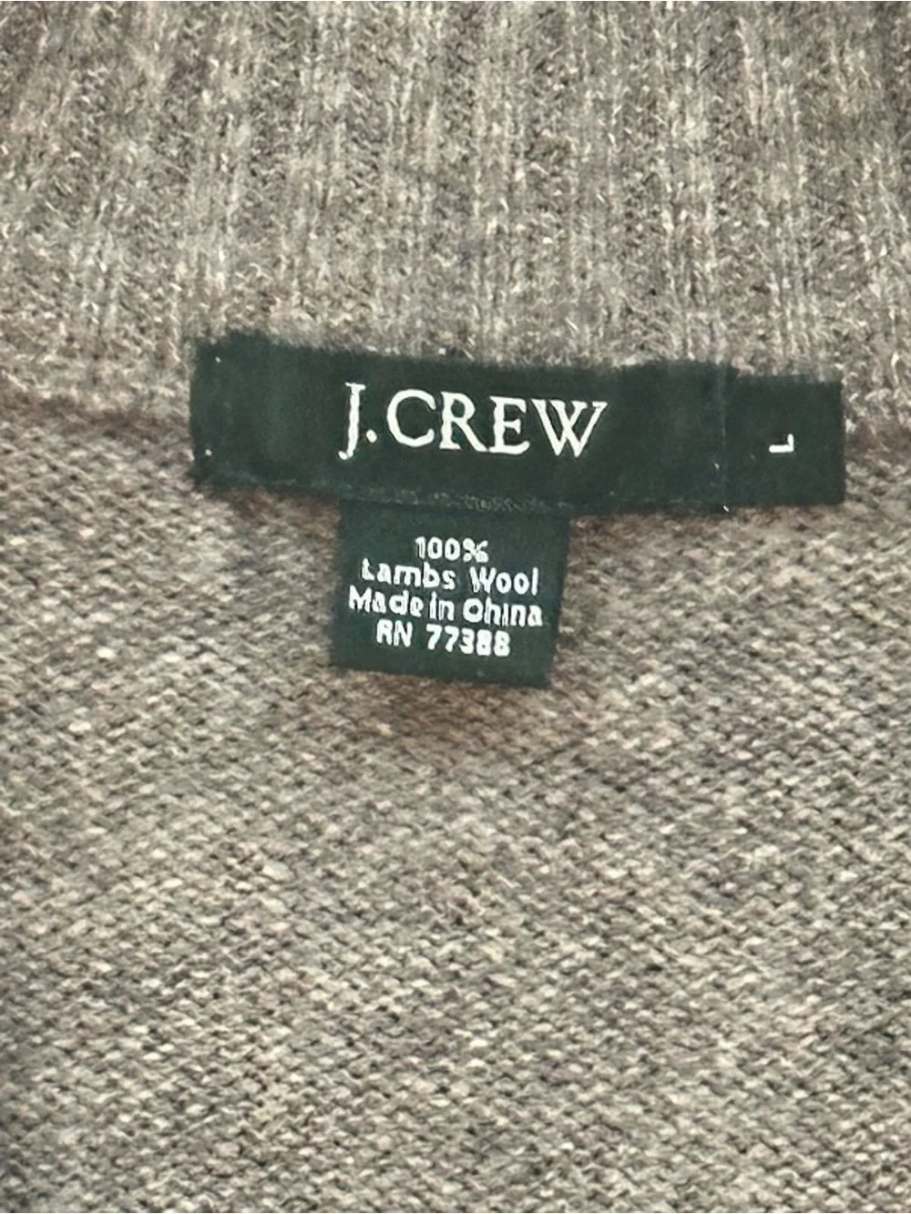 J.Crew Men’s L Gray 100% Lambs Wool Quarter Zip Sweater Mock Neck Pullover